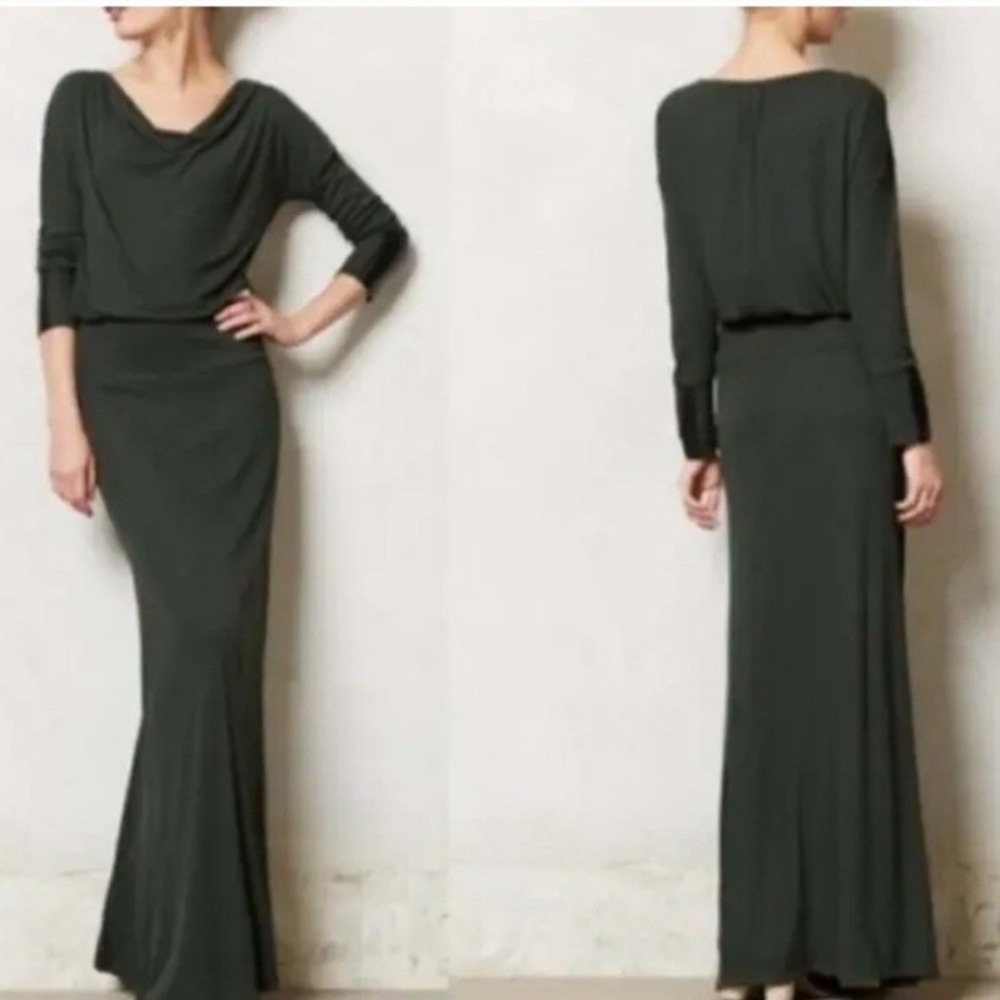 Anthropologie Bordeaux Dolman Sleeve Drape Maxi Dress‎ in Moss sz XL - Picture 8 of 8